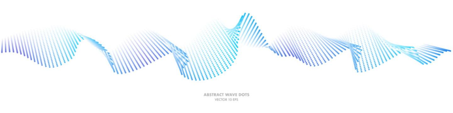 Wave dots pattern purple blue gradient for technology, science, music, sound, presentation vector