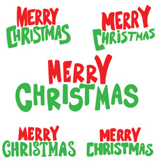 Hand drawn "Merry Christmas" typography design.Festive red and green holiday lettering for cards,stickers,t-shirts,mugs,and decorations.Minimalist Christmas text art,perfect for winter designs.