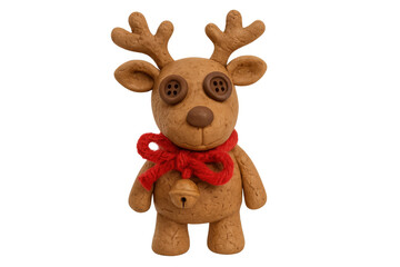 Cute clay reindeer figure with button eyes and antlers, a charm for holiday decorations and winter celebrations