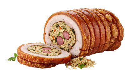 Delicious Porchetta Roast with Crispy Skin and Savory Filling.