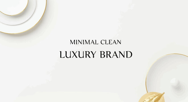 Minimalist luxury brand concept with elegant gold accents on a clean white backdrop