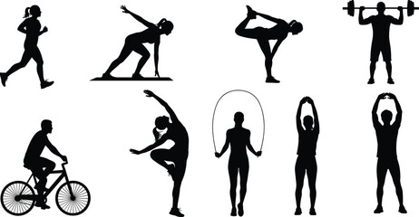 Fitness, Exercise, Workout, Training, Sport, Athlete, Body, Health, Strength, Motion, Yoga, Stretch, Gym, Activity, Silhouette