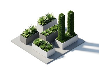 Assortment of potted succulent plants in modern planters