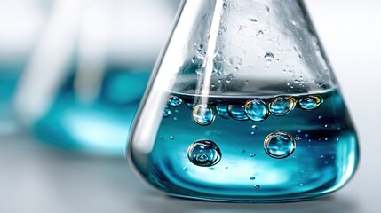 Laboratory Chemistry: The image features a close-up of a laboratory flask filled with a vibrant blue liquid, showcasing the beauty of scientific research and exploration.