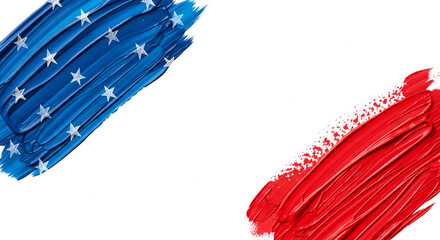 Patriotic red and blue brush strokes background with copy space