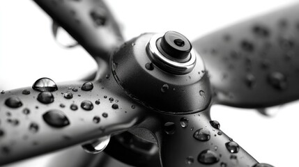 Propeller in Rain: A close-up shot of an airplane propeller glistening with raindrops. It presents a dynamic interplay of form and function.