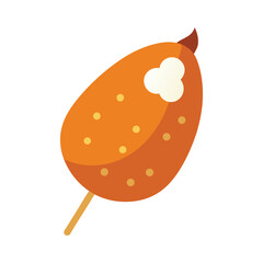 Fried food on a stick icon with cheese, corn dog style snack