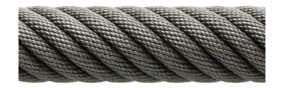 Uncoated steel wire rope with a 6x36 strand design for heavy-duty lifting tasks.