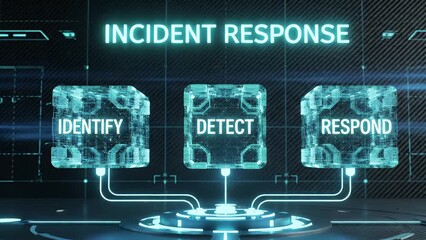 A cybersecurity incident response plan showing the key stages of identify, detect, and respond - Powered by Adobe