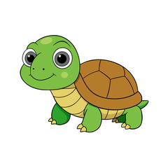 Adorable cartoon turtle with big eyes and a friendly smile