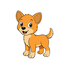 Adorable cartoon orange puppy with big eyes and a happy smile