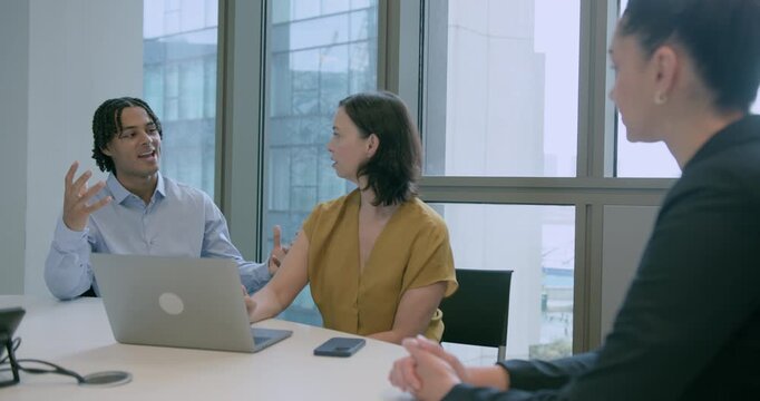 Business People in Collaborative Business Meeting in Office Boardroom