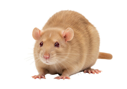Isolated, cute pet rat portrait, light brown, close-up view, rodent, domestic animal, small