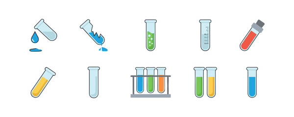 laboratory glassware icons set