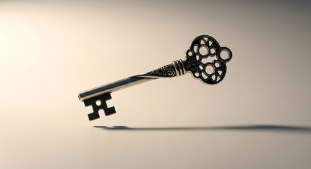 Key Twisting Mid-Air Over White Surface