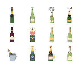Champagne and Wine Bottles Set