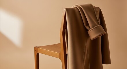 Folded Coat on Empty Chair