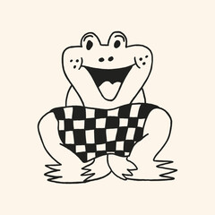 hand drawn cute frog abstract illustration