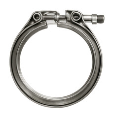 Obraz premium Steel wide band clamp with V-band coupling for vehicle exhaust assembly.