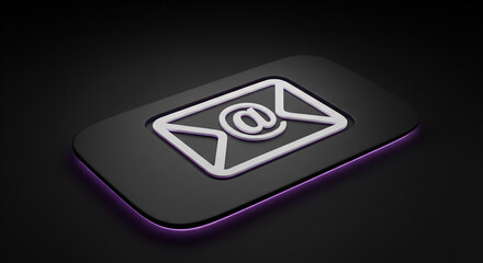 Sleek email icon with neon glow for modern digital communication and marketing campaigns, perfect for technology and business visuals, symbolizing connection