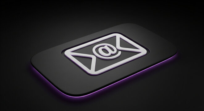 Sleek email icon with neon glow for modern digital communication and marketing campaigns, perfect for technology and business visuals, symbolizing connection
