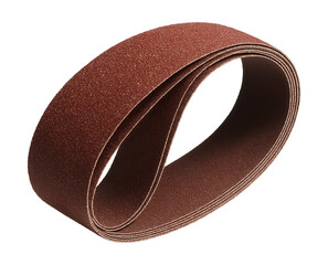 Aluminum oxide abrasive belt for versatile material removal on wood and metal.
