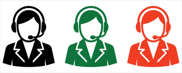 Professional Customer Service Icon Vector Design Template. Essential graphic element symbolizing Support, Assistance, Contact, Help Desk, Communication, and Client Care. Perfect for call centers.