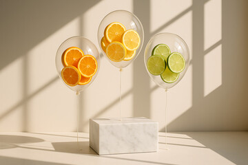 Balloons with Citrus Slices on Pedestal