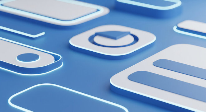 Sleek modern UI elements with glowing blue accents create a dynamic digital interface for your next project. - Powered by Adobe