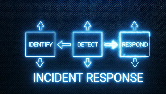 Digital illustration of the incident response framework showing the identify, detect, and respond process for cybersecurity