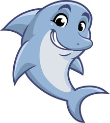 Cute Smiling Dolphin Cartoon Character