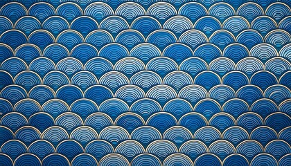 seamless japanese wave pattern with wood cut style blue design on ocean texture japanese wave pattern seamless