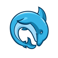 Blue Dolphin Modern Logo Icon Design