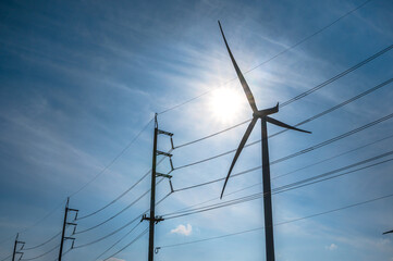 Wind turbine and high voltage electric pole in wind power station
