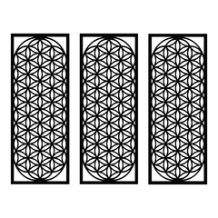 Geometric floral decorative panel for laser cutting