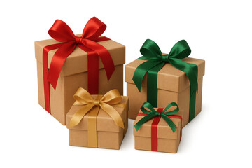 Obraz premium Holiday gift boxes presented with colorful ribbons for christmas, birthday, and special occasion celebrations on transparent background