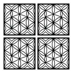 Four seamless floral geometric square pattern designs