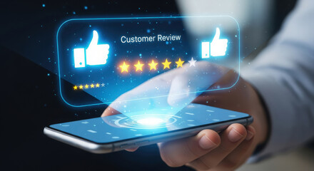 Customer feedback display, Visual representation of service ratings with icons and labels