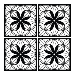 Four seamless floral geometric square patterns