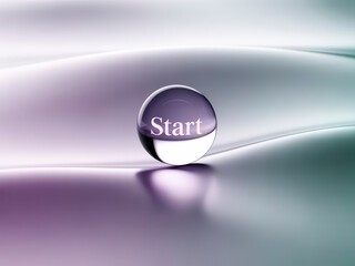 A smooth, gradient background features a glossy orb labeled "Start," symbolizing beginnings and new opportunities.