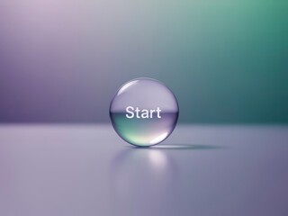 A translucent button labeled "Start" sits against a softly blurred gradient background, symbolizing beginnings and new opportunities.
