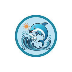 Fototapeta premium Leaping Dolphin Emblem