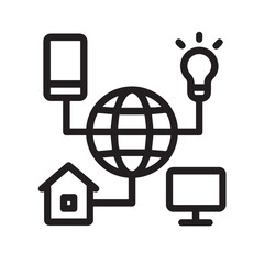 Internet of Things Icon, Outline Smart Device Connection Symbol
