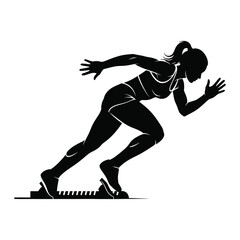 Runner silhouette starting from starting block position