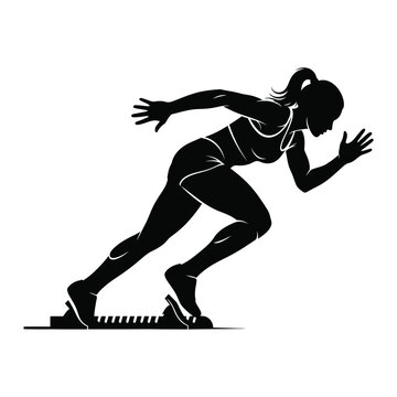 Runner silhouette starting from starting block position