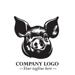 Head of Pig Logo Symbol in Black on the White Background with Simple Modern Animal Design