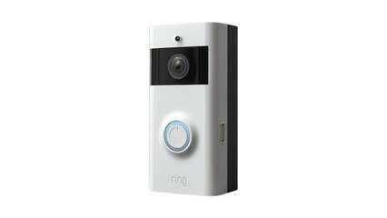 Fototapeta premium A sleek, modern video doorbell showcasing advanced security features on a transparent background.
