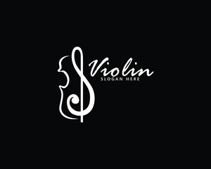 Naklejka premium Creative silhouette of a violin with musical notes is very suitable for your brand logo inspiration.