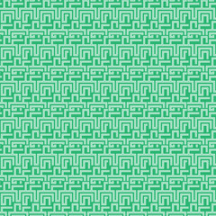 Seamless Green Geometric Maze Pattern – Abstract White Line Background Design