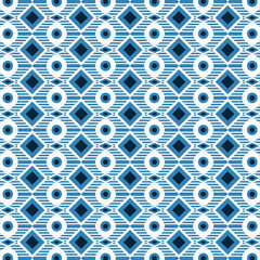 Seamless Blue Geometric Pattern with Diamonds and Circles – Abstract Decorative Background